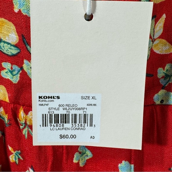 Lauren Conrad Red Lemon Print Dress with Back Tie NWT - Picture 15 of 15